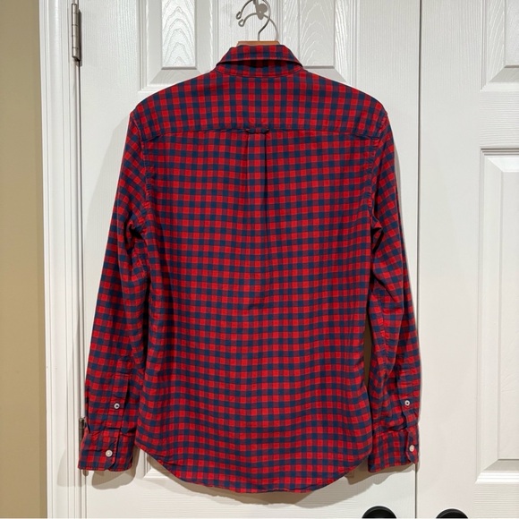 American Eagle Seriously Soft Button Down Plaid Shirt, Red, Mens Small - Picture 3 of 8